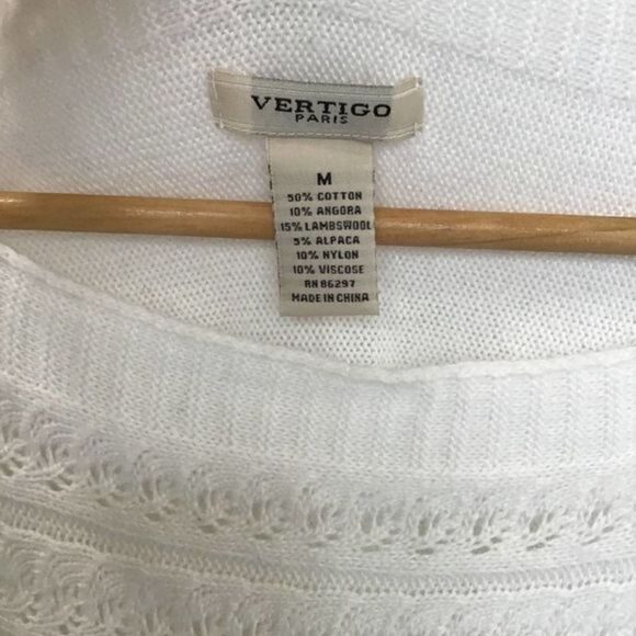 VERTIGO PARIS Angora Sweater White Buttons Medium - Picture 4 of 5